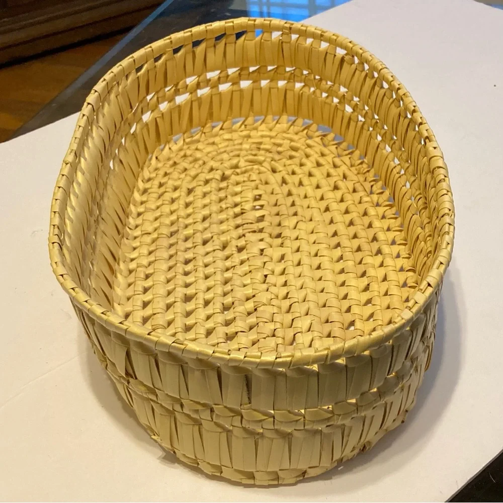 Rattan Weave Oval Basket  12.5 x 3.25 x 4 inches